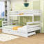 Lit superposé simple au-dessus de grand lit simple avec lit gigogne intégré-495635128