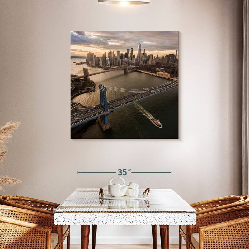 Sireci Manhattan And Brooklyn Bridge, 39" H x 39" W