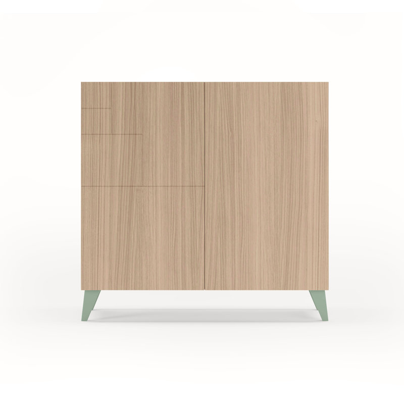 12 - Pair Shoe Storage Cabinet, Walnut/Green