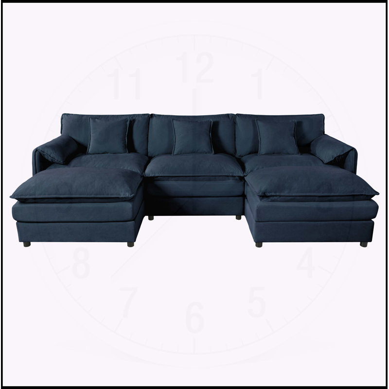 Canapé en U surdimensionné à assise profonde, Bleu