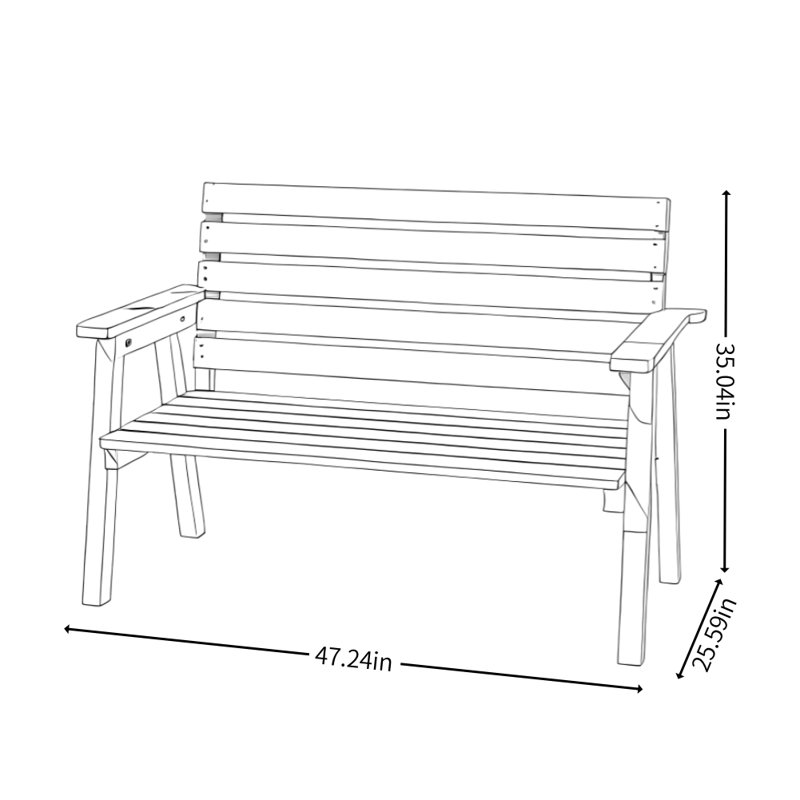 Banc d'extérieur en bois massif Modern Modern, Blanc