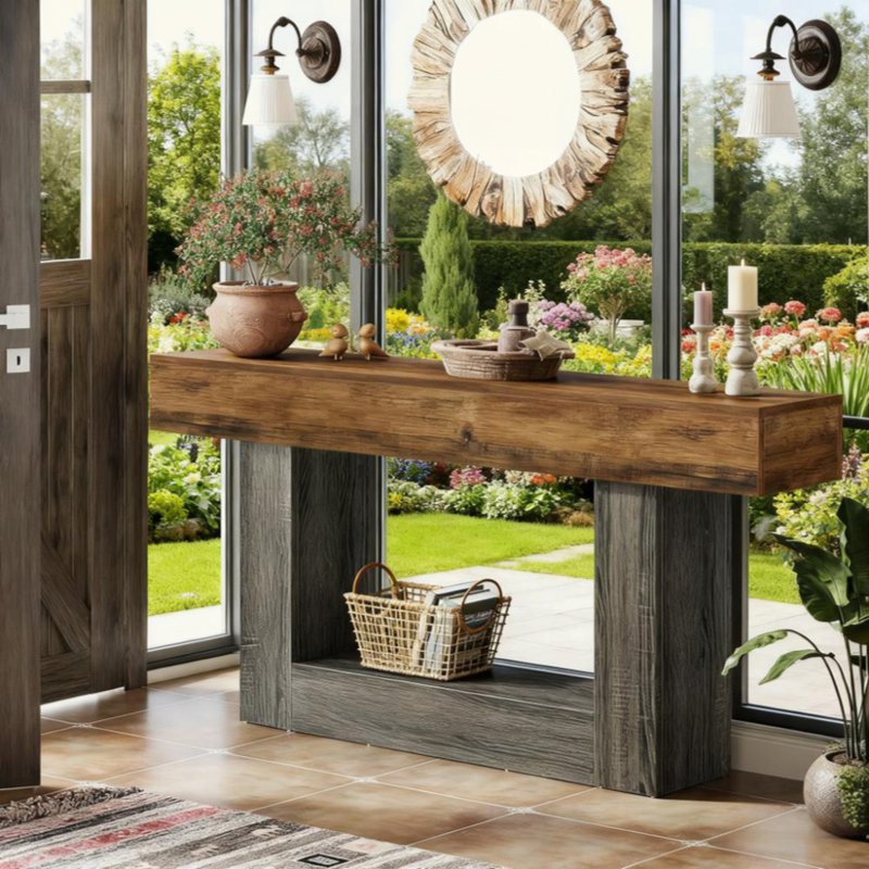 Wooden Console Table, Narrow Long Wood Sofa Table, Living Room Table Rectangular Sofa Table Behind The Couch