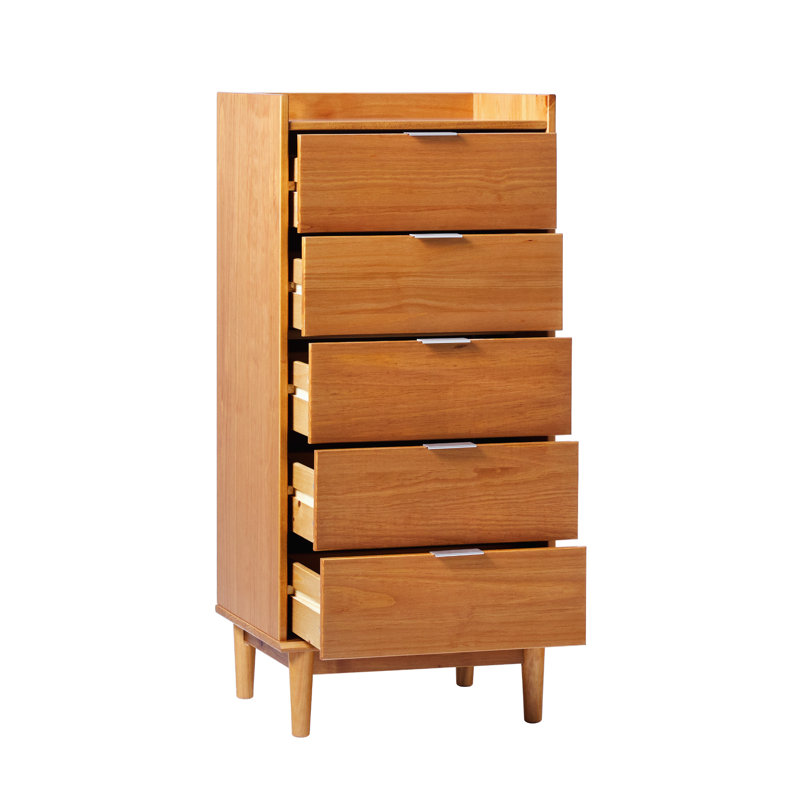 Gheorghe 5-Drawer Solid Wood Dresser, Caramel/STURDY