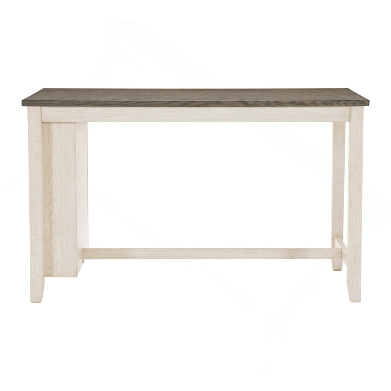 Table de salle à manger à hauteur de comptoir moderne blanc antique et brun 1 pièce avec tablettes intégrées