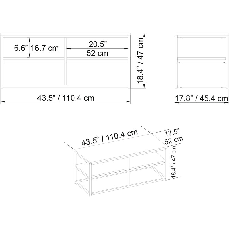 Deamontae 110cm W Coffee Table, Black, Natural Wood