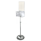 Large Clear Lottery Box with Pocket, Lock and Keys on Pedestal