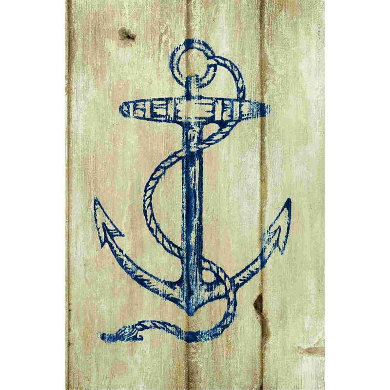 Impression sur toile tendue avec ancre en bois, L 12 po x H 18 po