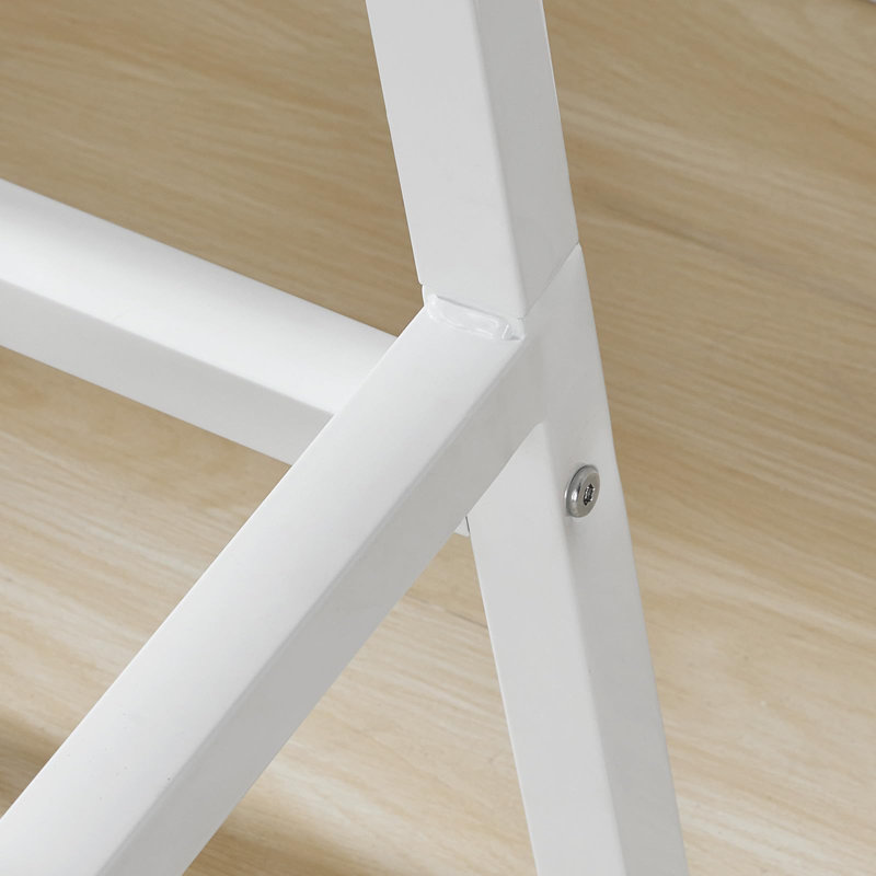23.6" Saddle Stool, Kitchen Counter Stool With Footrest, Set Of 2, White