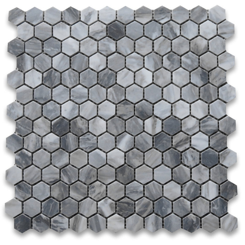 Bardiglio 11" x 11" Marble Honeycomb Mosaic Wall & Floor Tile, Light Gray
