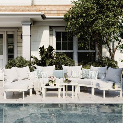 Patio Curved 6-Person Conversation Set with Cushions