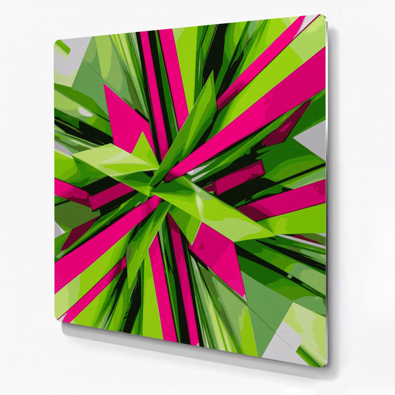 «Geometric Abstraction 45», art mural en métal vert, H 16 po x l 16 po