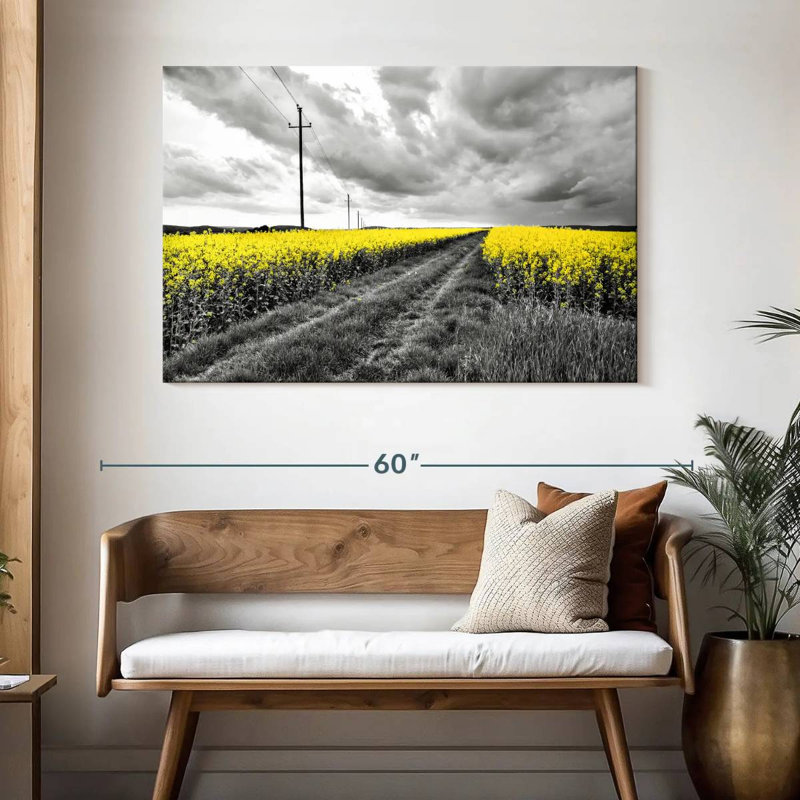 Alvord Pop Yellow Flower Field, 32" H x 48" W