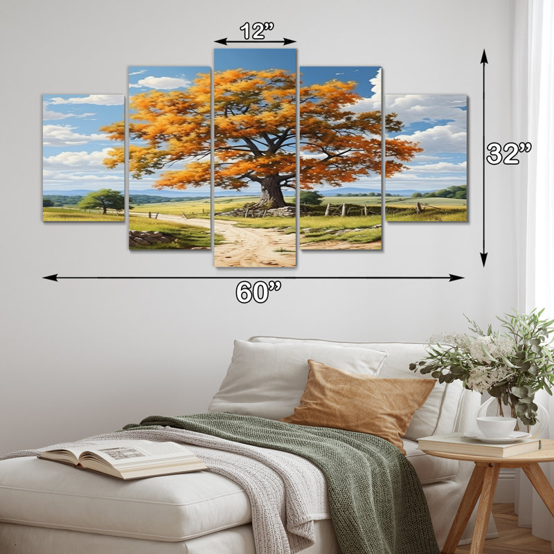 Maple Trees Rustic Serenity - Floral Canvas Print - 5 Panels