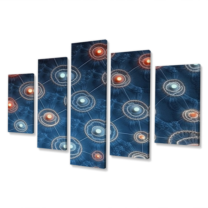 «Abstract Light Infinity Matrix II», art mural sur toile Fractals - 5 panneaux
