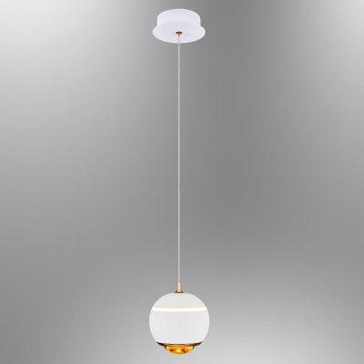 Cassen Elegant Metal Chandelier with Opal Glass Cap, 3.5 in Diameter x 47.2 in Height | 12W LED, 3000K, 1200 Lm | Assembled, IP20 Rated, White | Perfect for Dining Room, Living Room, or Entryway Lighting