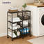 Chariot de cuisine sur roulettes pour îlot de cuisine à 4 niveaux avec tablettes de rangement, 6 crochets amovibles et roulettes verrouillables, armoire à café pour le bureau de la salle à manger, noir 28 x 11,81 po
