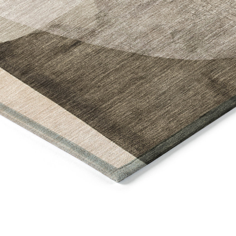 Tapis taupe Xhevrie intérieur / extérieur lavable à la machine, Rectangle 2 pi 6 po x 3 pi 10 po