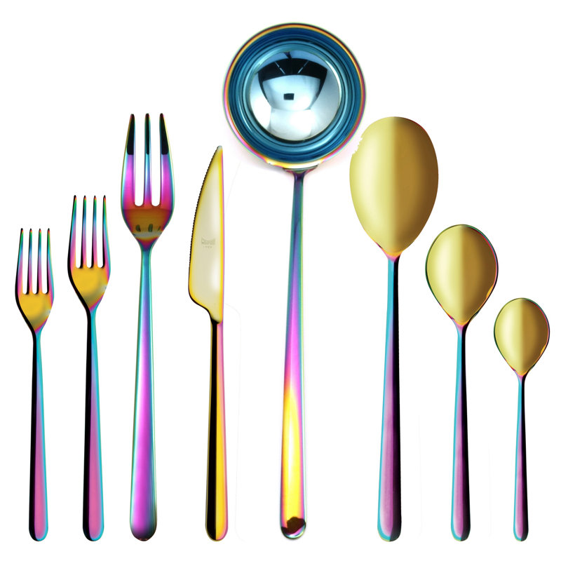 Linea Flatware Set - 43 Pieces - Rainbow, Rainbow