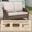 Causeuse de patio en osier 49,6 "avec coussins de siège beige