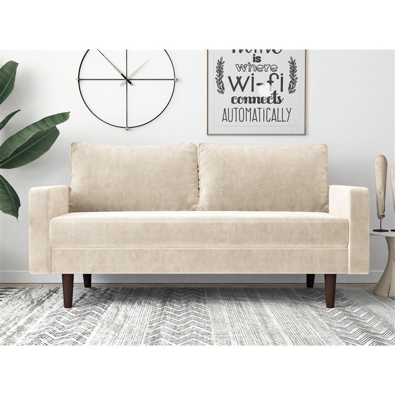 Rieger 71.6'' Velvet Sofa, Beige Velvet