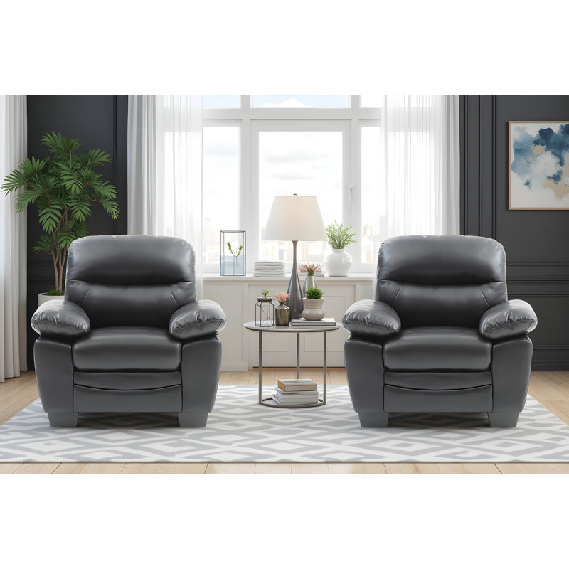 Ensemble de 2 chaises en similicuir Pingry, Noir