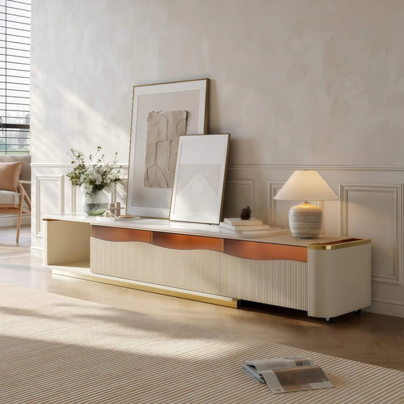 70.9″-94.5″ Extendable TV Stand with LED Lights and Storage, Media Console for TVs up to 100"