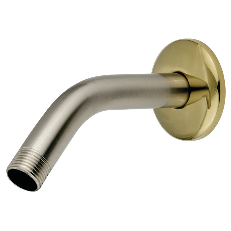 Kingston Brass Shower Scape 6-Inch Shower Arm with Round Flange, Brushed Nickel/Polished Brass