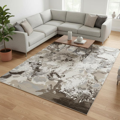 8' X 11' Taupe And Cream Abstract Area Rug