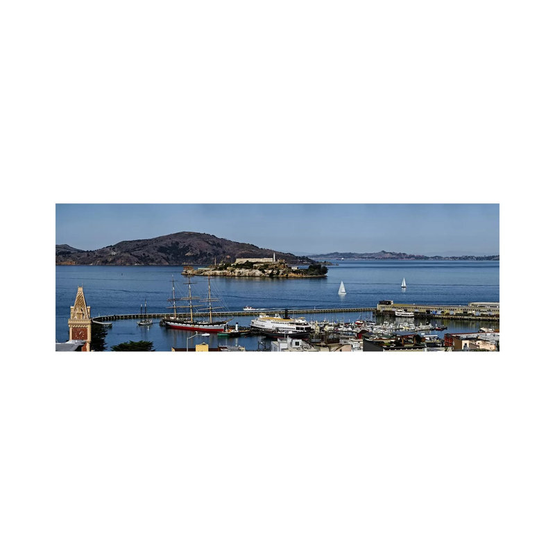 Prison On An Island, Alcatraz Island, Aquatic Park Historic District, Fisherman's Wharf, San Francisco, California, USA by Panoramic Images - Wrapped Canvas Panoramic Print