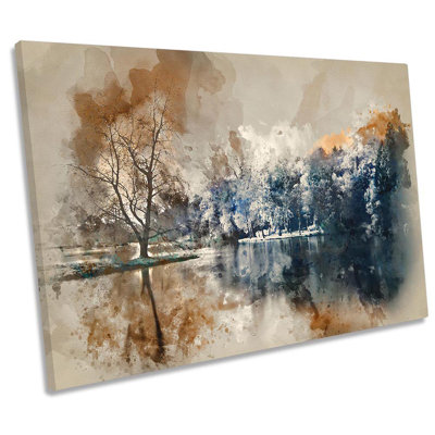 Brown Abstract Landscape Framed 1 Piece Wrapped Canvas Wall Art