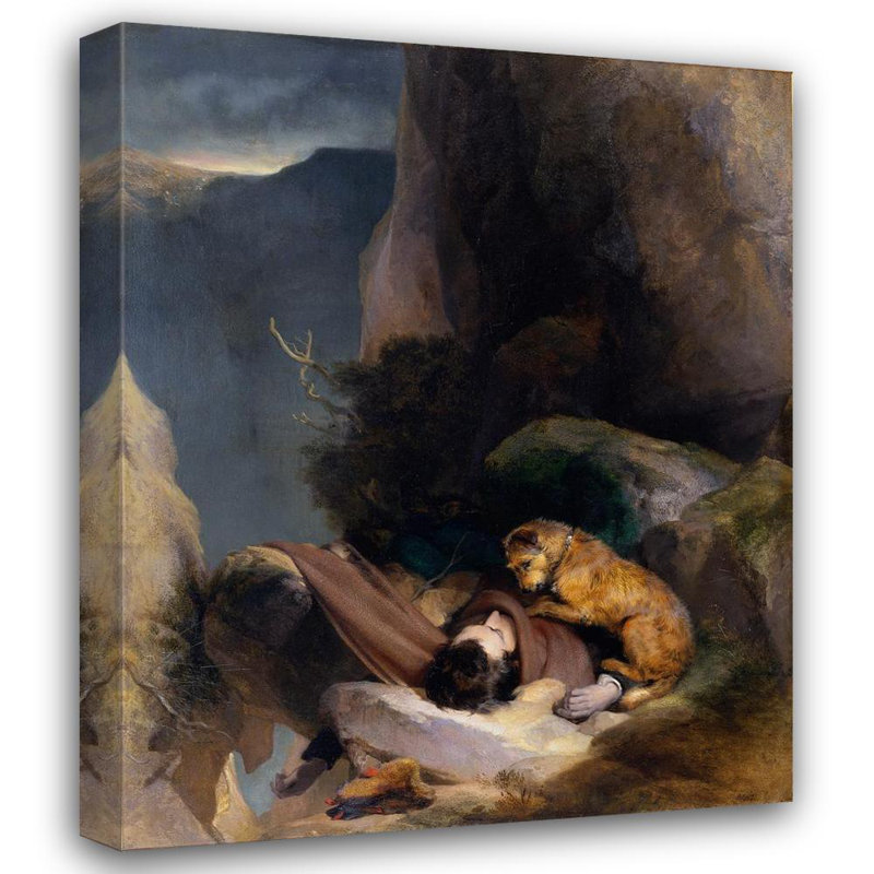 "Attachment" par Sir Edwin Henry Landseer - Art mural sur toile tendue avec châssis, H 18 po x l 14 po