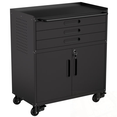 Metal Storage Cabinet with Lockable Doors and 3 Drawers
