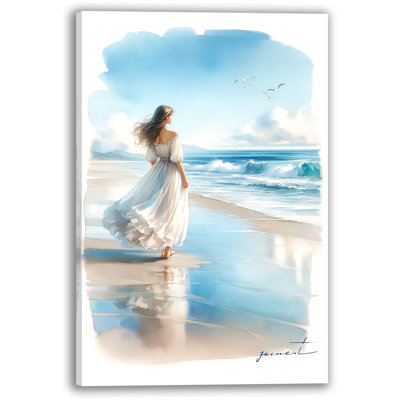 " Ocean's Whisper: Elegant Beach Stroll "