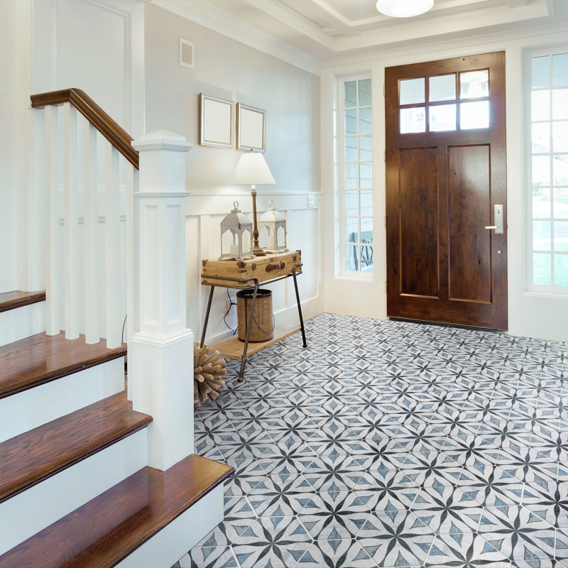 Cassis Hex Flower 8-5/8 In. X 9-7/8 In. Porcelain Vintage Wall & Floor Tile
