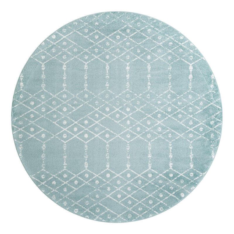 Tapis turquoise Sierra, Rond 10pi, Turquoise 