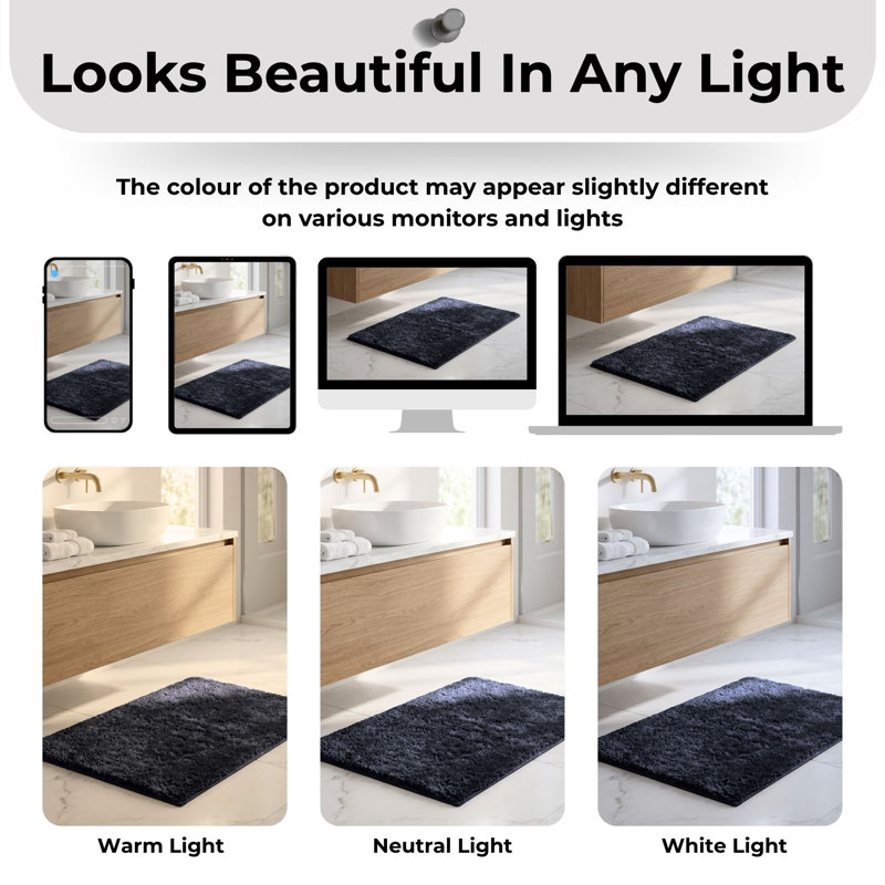 Better Trends Haven Collection 100% Polyester 2100 GSM Bath Rug, Non-Slip TPR Backing, 17" x 24" Soft, Absorbent & Quick Dry Rug for Bathroom, Shower, Tub, Vanity & Sink Area, Navy