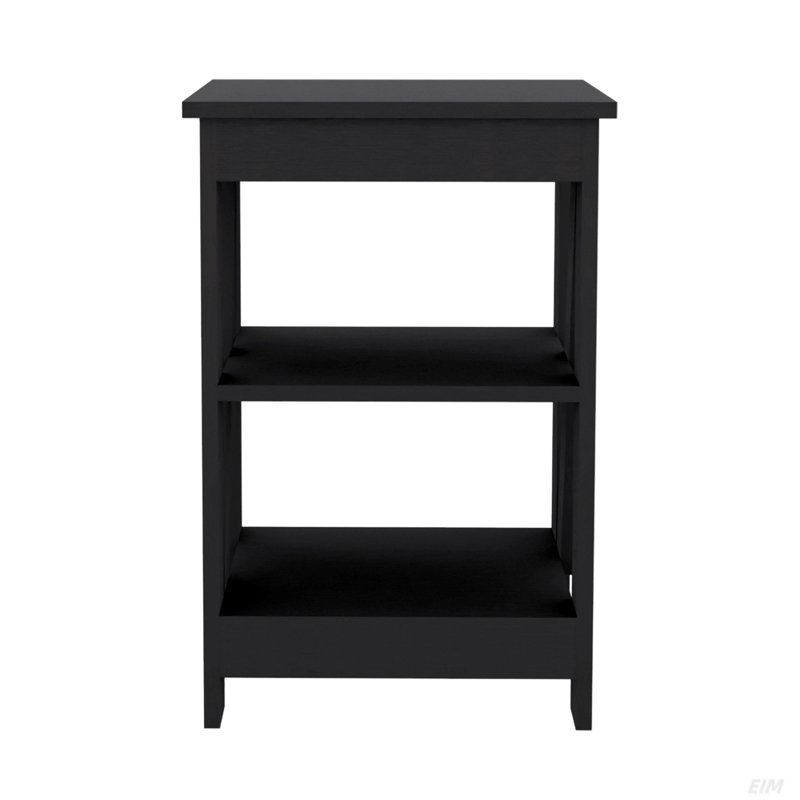 End Table, Side Table, Nightstand, 3-Tier Storage Shelf, Sofa Table, Black