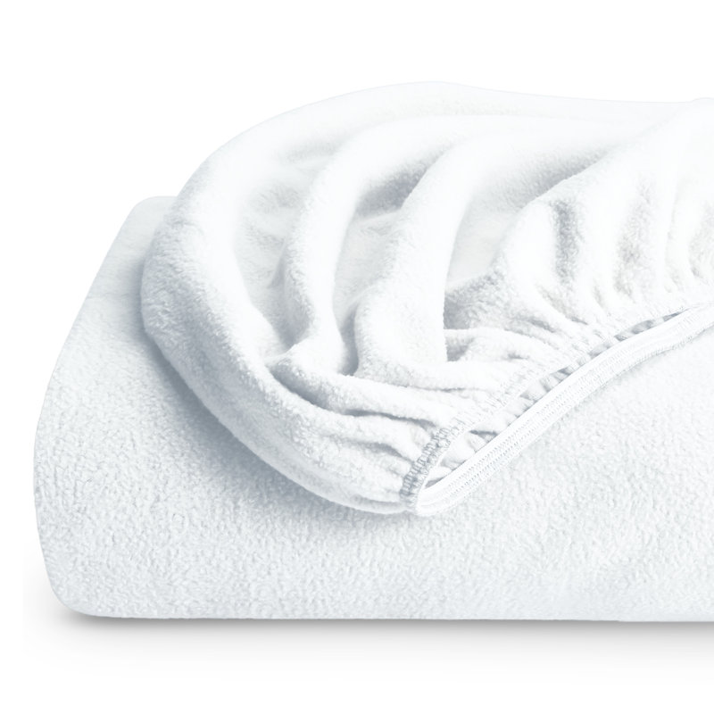 Drap-housse en micro-molleton très doux, Drap-housse simple très long, Blanc
