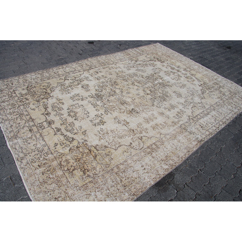 Grand tapis turc rétro avec des motifs complexes pour la décoration du salon
