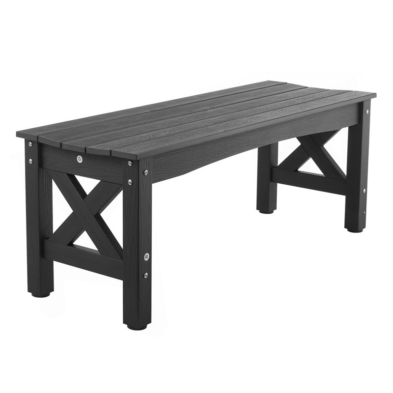 Banc d'extérieur 44,5 pouces en plastique résistant aux intempéries 600 lb noir