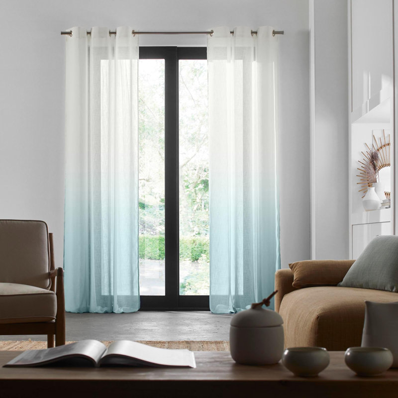 Sheer Curtain Single Panel, 200 x 298cm, Almond/Green
