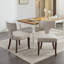 Ensemble de chaises de salle à manger de style Mid-Century moderne, ensemble de 2 chaises d'appoint rembourrées en tissu de lin ferme avec dossier en cuivre, chaises de cuisine avec structure en bois franc-469775405