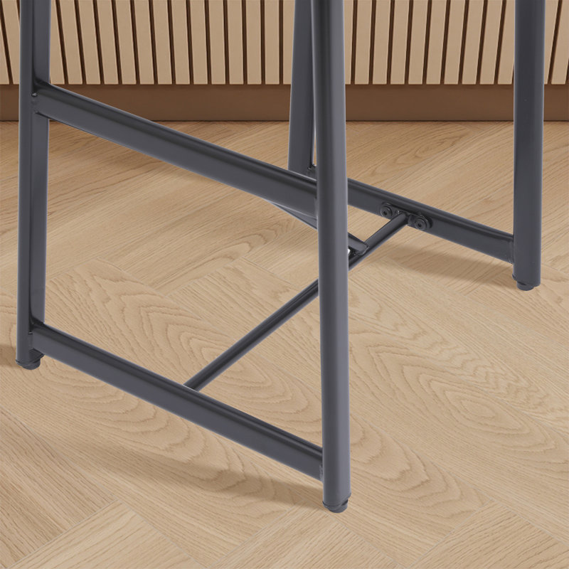 Height Counter & Bar Stools With Metal Frame(Set Of 3), Black