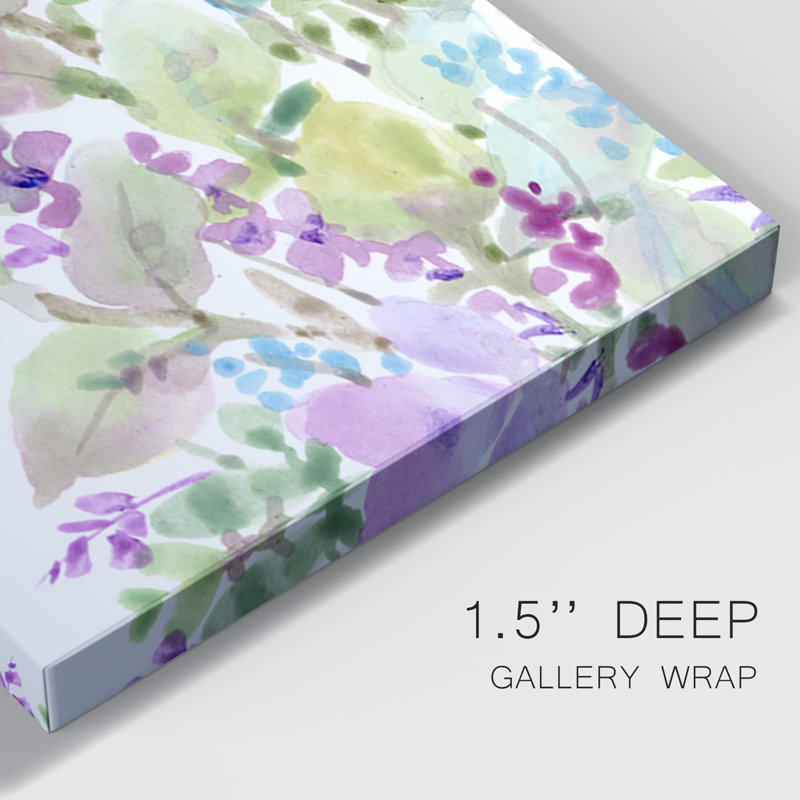 Floral I - Toile tendue avec châssis de qualité supérieure - Prêt à être accroché, H 12 po x l 24 po x P 1 po
