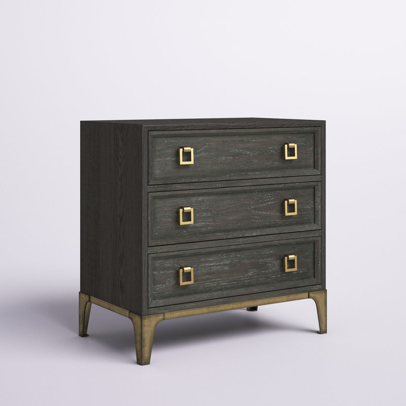 Aryo Triple Drawer Nightstand, Edgewater Finish