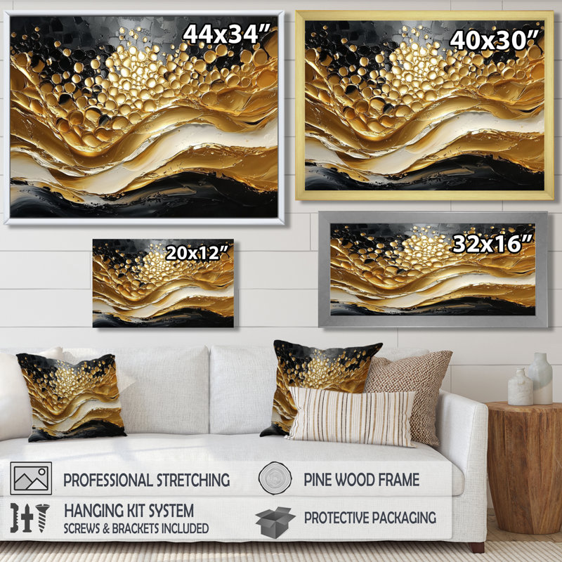 Almeida Golden Passage To Transitional Art III - reproduction d'art sur toile encadrée transitionnelle, Argent argent