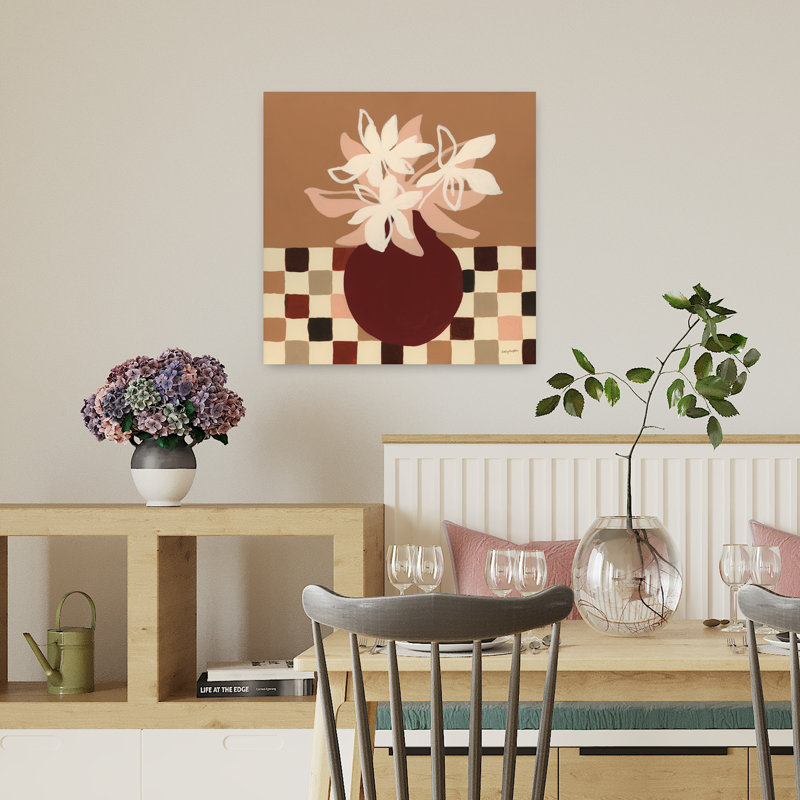 Lys calico modernes avec art noir beige, H 18 po x l 18 po