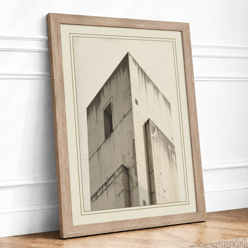 Concrete Tower Study Industrial - Framed Print, A2 - 59.4 x 42.0 cm, Oak
