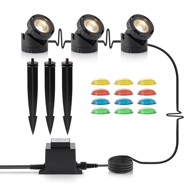 Matte Black No Power Source Required / Manual Integrated LED Well Light (Transformer Included)