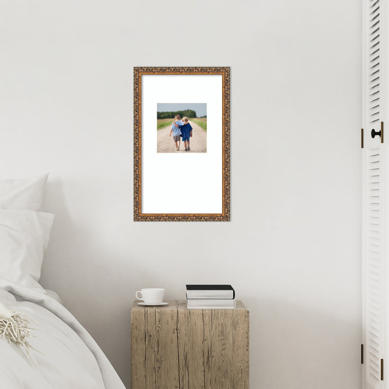 Cadre photo en bois antique bronze, Blanc brillant lisse, 13 x 22 emmêlés à 8 x 8
